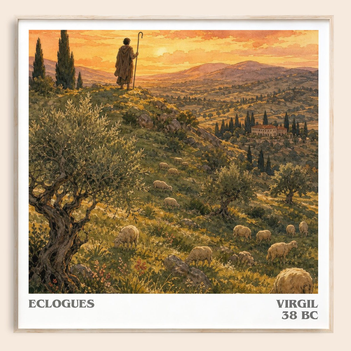 Eclogues literary book poster by Virgil – framed literary art print