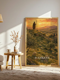 Eclogues watercolour print in frame leaning in hallway – poetry wall art