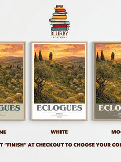 Eclogues book cover print framed by window – Stone, White and Mocha side by side – choose your colour