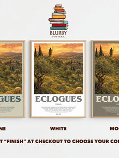 Eclogues bookish print framed by window – Stone, White and Mocha side by side – choose your colour