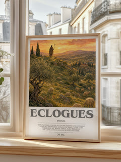 Eclogues bookish print in frame leaning in hallway – poetry wall art