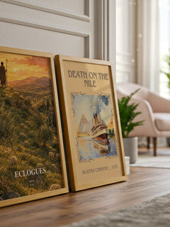 Eclogues watercolour print framed by window – literary home decor