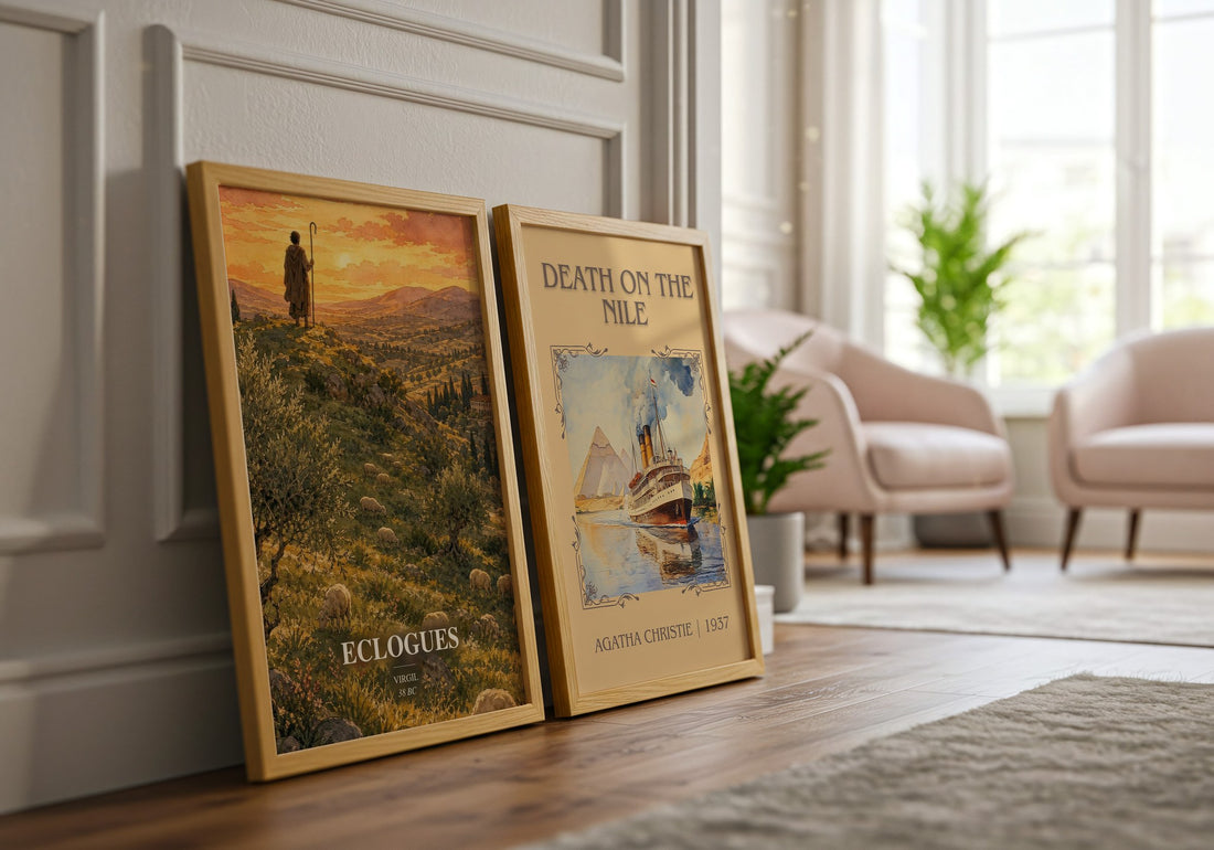 Eclogues watercolour print framed by window – literary home decor