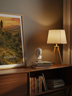 Eclogues watercolour print on bookshelf – Virgil fan gift