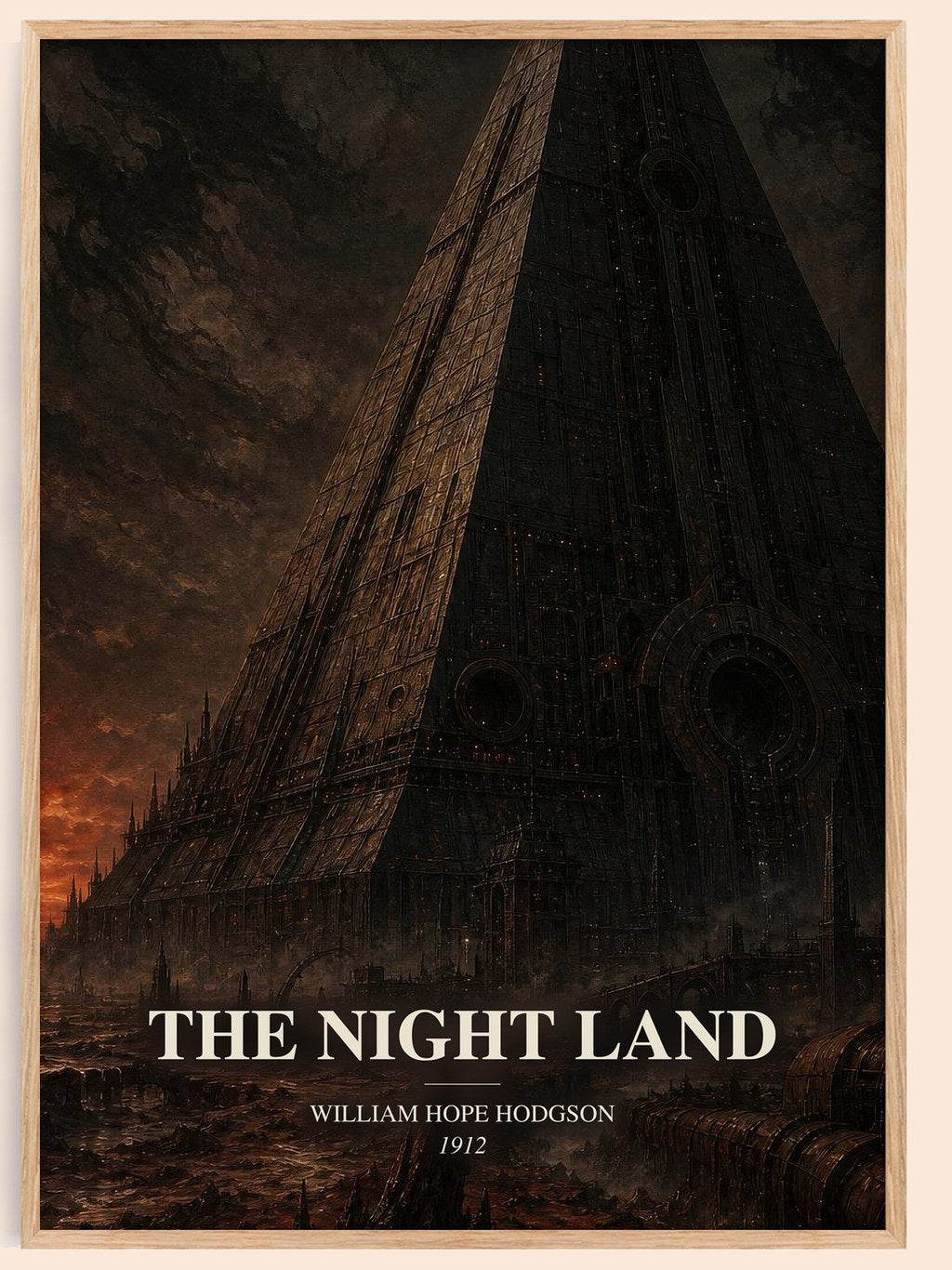 The Night Land watercolour book poster by William Hope Hodgson – framed literary art print