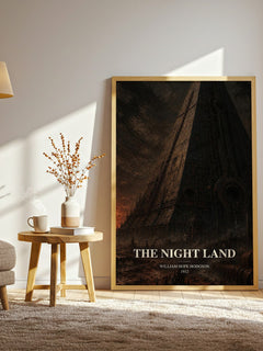 The Night Land watercolour print in frame leaning in hallway – sci fi wall art