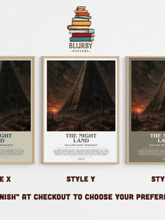 The Night Land Bookish Wall Art by William Hope Hodgson – Style X, Y and Z side by side – choose your finish