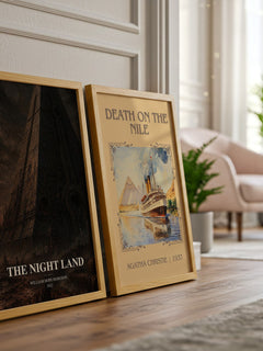 The Night Land watercolour print framed by window – literary home decor