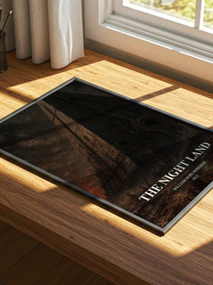 The Night Land watercolour book poster framed on wall – sci fi wall art