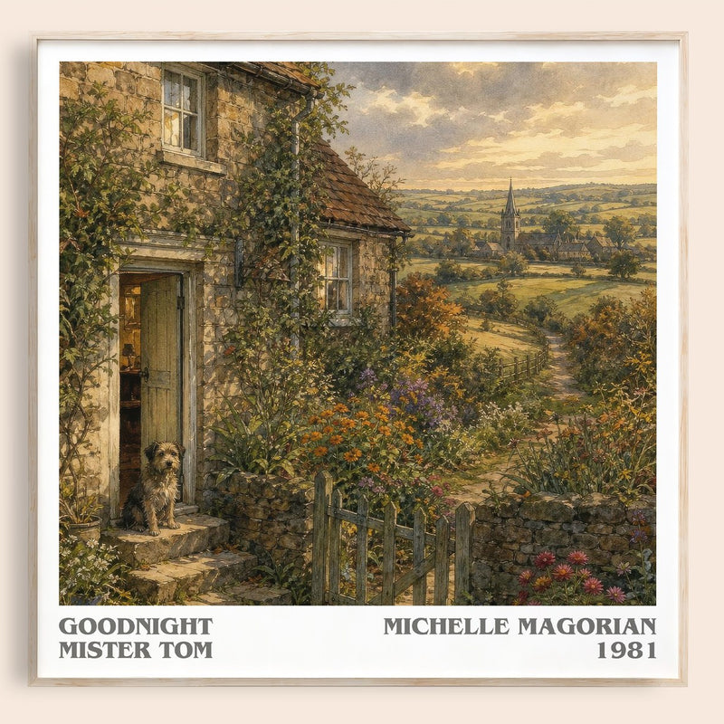 Goodnight Mister Tom literary book poster by Michelle Magorian – framed literary art print