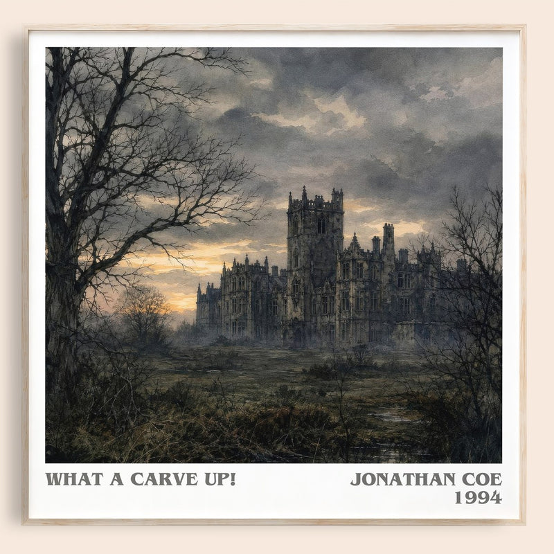 What a Carve Up! literary book poster by Jonathan Coe – framed literary art print