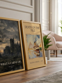 What a Carve Up! watercolour print framed by window – literary home decor