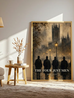 The Four Just Men watercolour print in frame leaning in hallway – thriller wall art
