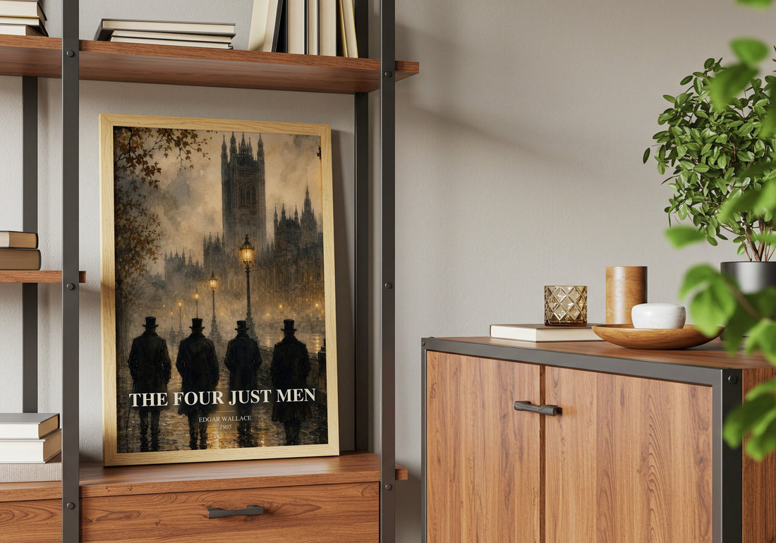 The Four Just Men book watercolour illustration paper finish options – matte satin gloss