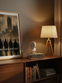 The Four Just Men watercolour print on bookshelf – Edgar Wallace fan gift