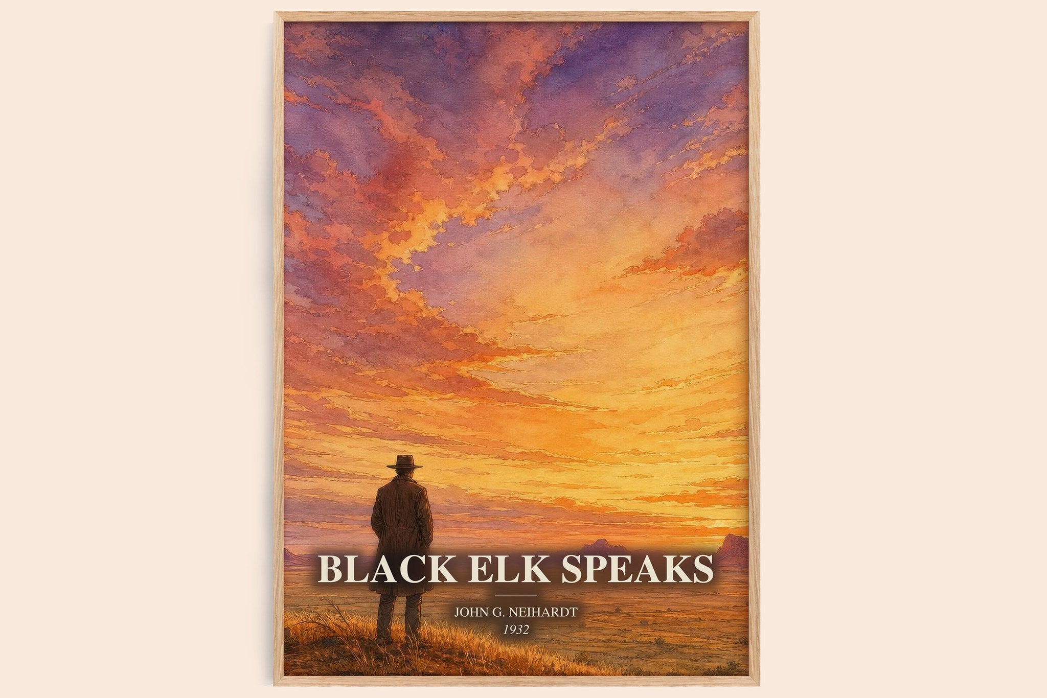 Black Elk Speaks Book Watercolour Illustration by John G. Neihardt