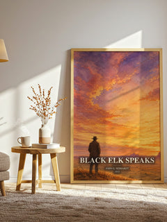Black Elk Speaks watercolour print in frame leaning in hallway – memoir wall art