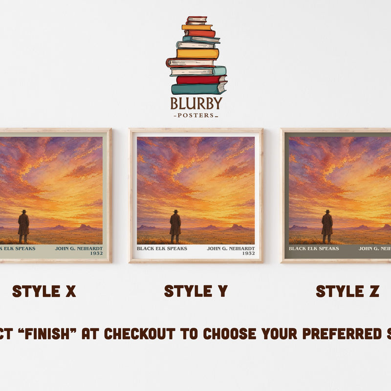 Black Elk Speaks literary print in frame leaning in hallway – memoir wall art