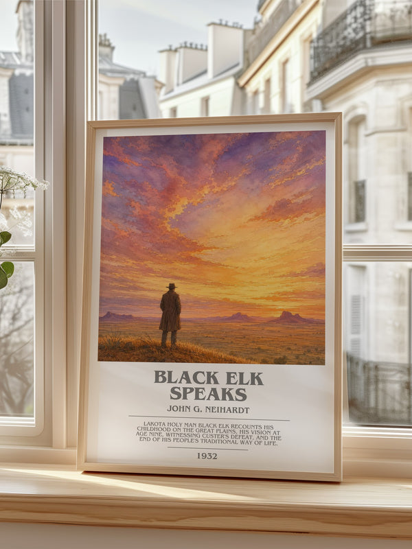 Black Elk Speaks Bookish Wall Art by John G. Neihardt – framed print by a bright window