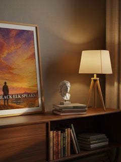 Black Elk Speaks watercolour print on bookshelf – John G. Neihardt fan gift
