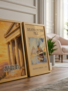 Bulfinch's Mythology watercolour print framed by window – literary home decor