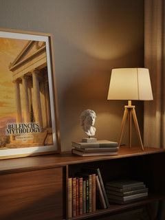 Bulfinch's Mythology watercolour print on bookshelf – Thomas Bulfinch fan gift