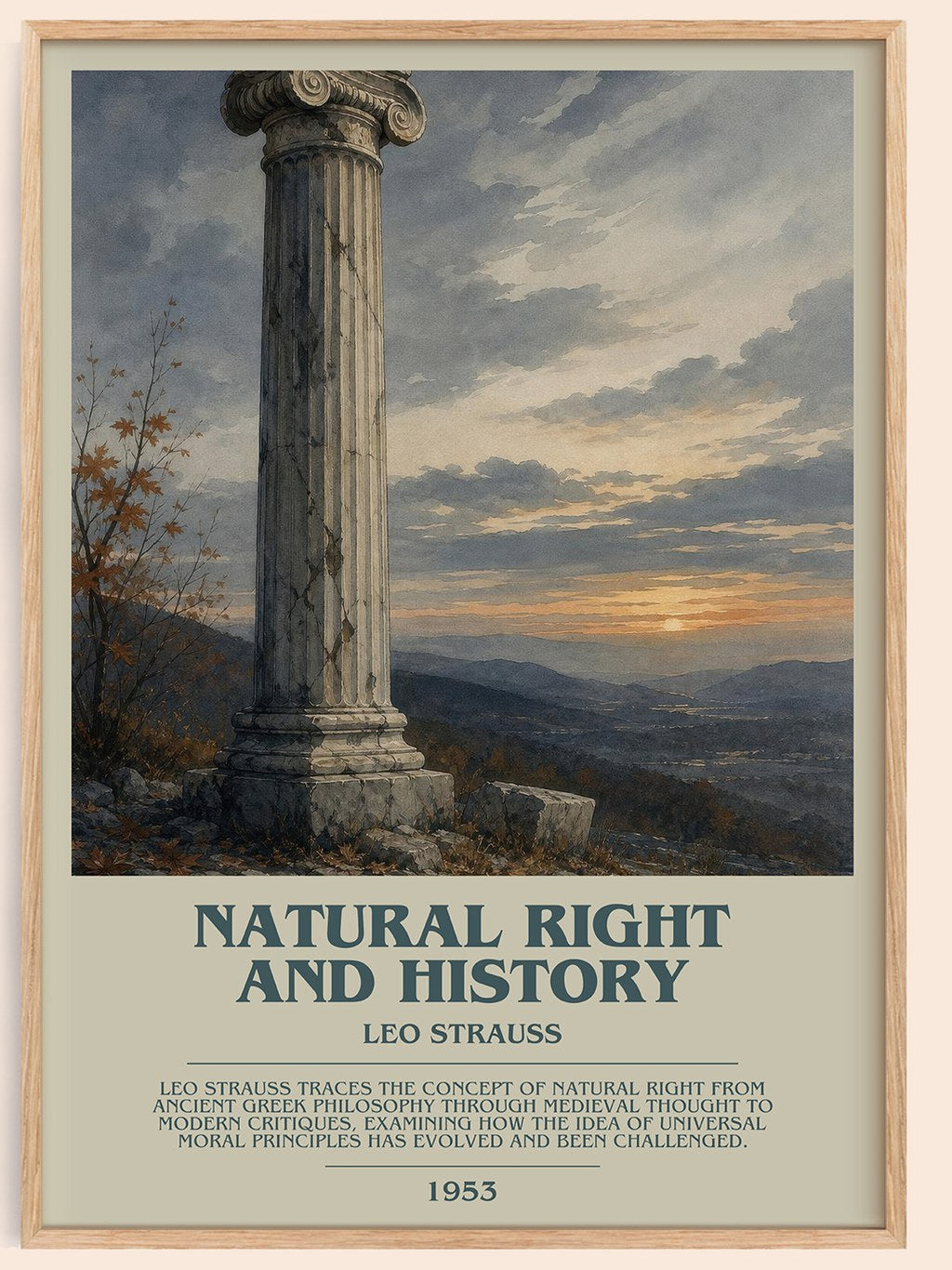Natural Right and History Bookish Wall Art by Leo Strauss – framed poster