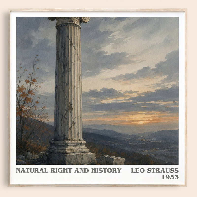 Natural Right and History literary book poster by Leo Strauss – framed literary art print