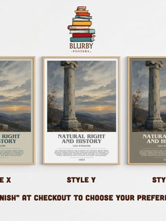 Natural Right and History Bookish Wall Art by Leo Strauss – Style X, Y and Z side by side – choose your finish