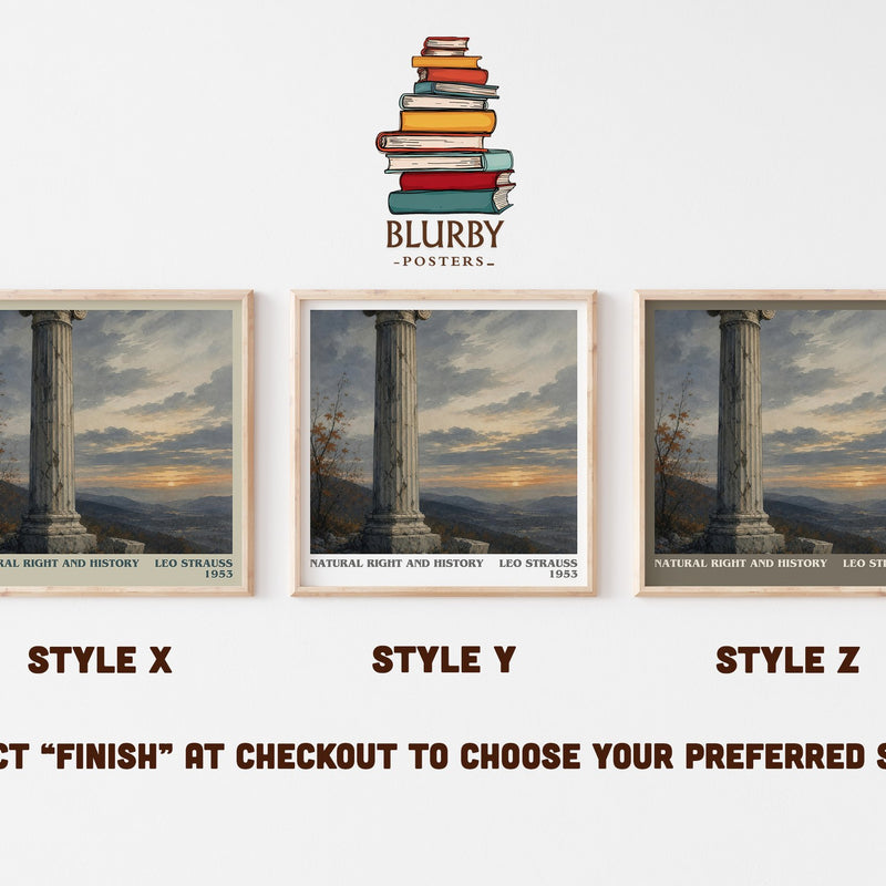 Natural Right and History literary print in frame leaning in hallway – philosophy wall art