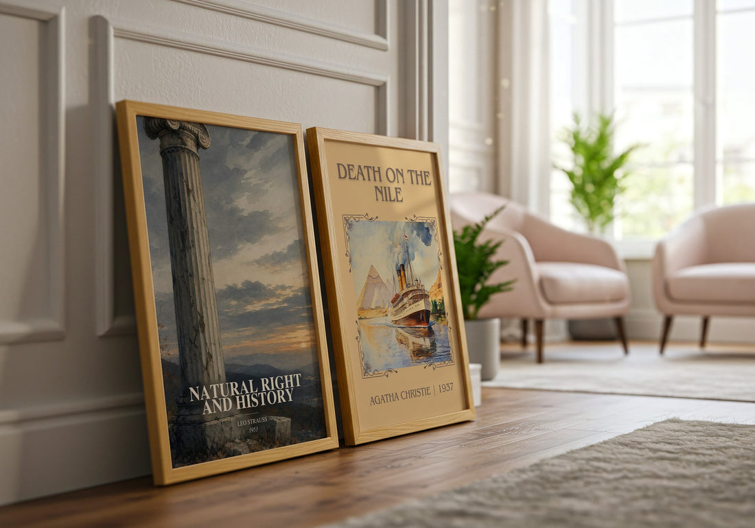 Natural Right and History watercolour print framed by window – literary home decor