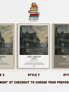 The Green Man Bookish Wall Art by Kingsley Amis – Style X, Y and Z side by side – choose your finish
