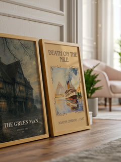 The Green Man watercolour print framed by window – literary home decor