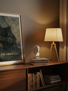 The Green Man watercolour print on bookshelf – Kingsley Amis fan gift