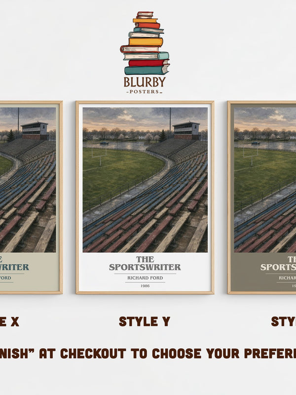 The Sportswriter book cover print in frame leaning in hallway – literary fiction wall art