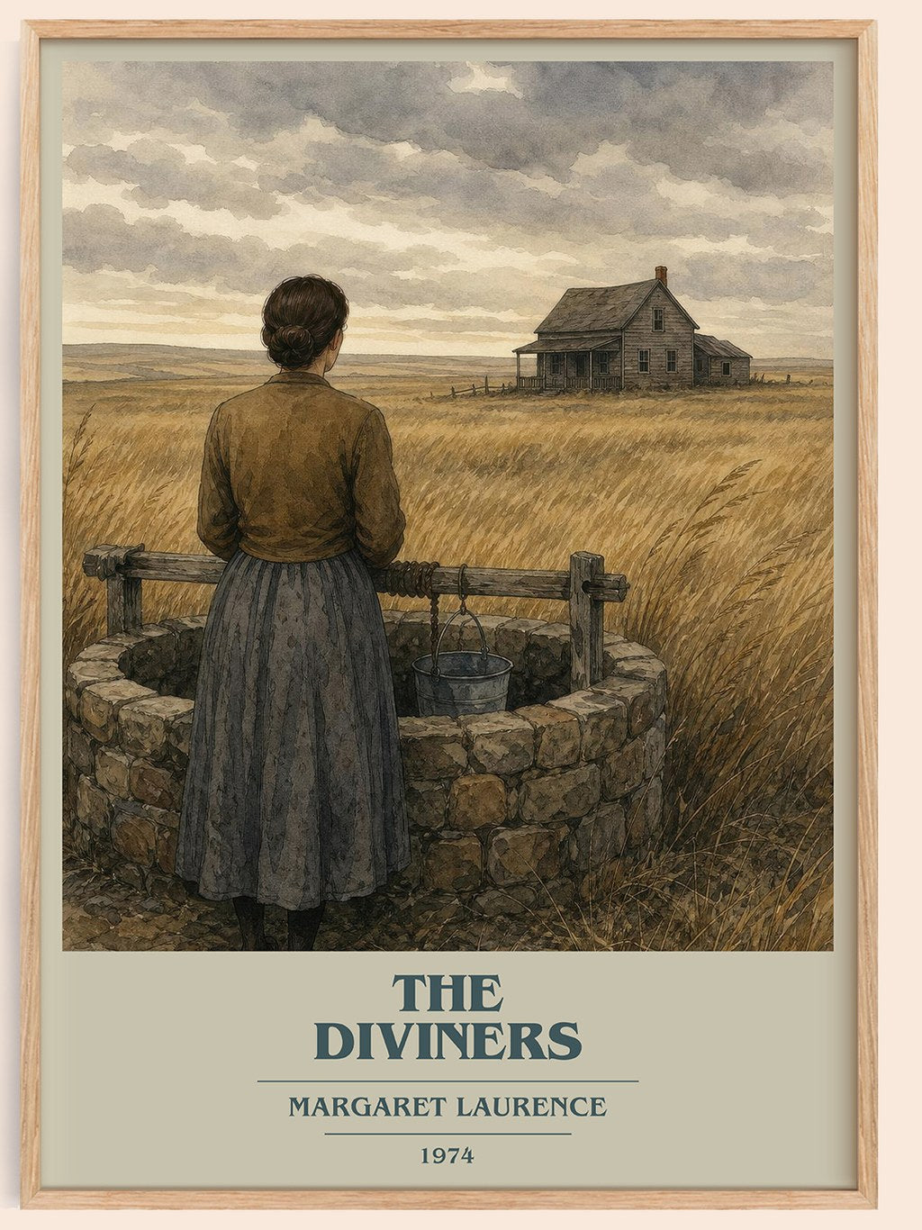 The Diviners book cover book poster by Margaret Laurence – framed literary art print