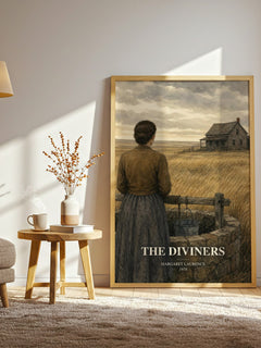 The Diviners watercolour print in frame leaning in hallway – literary fiction wall art