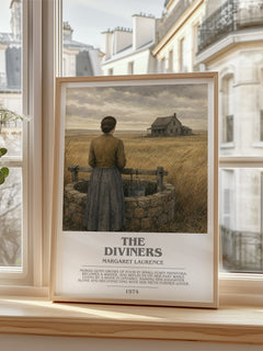 The Diviners Bookish Wall Art by Margaret Laurence – framed print by a bright window