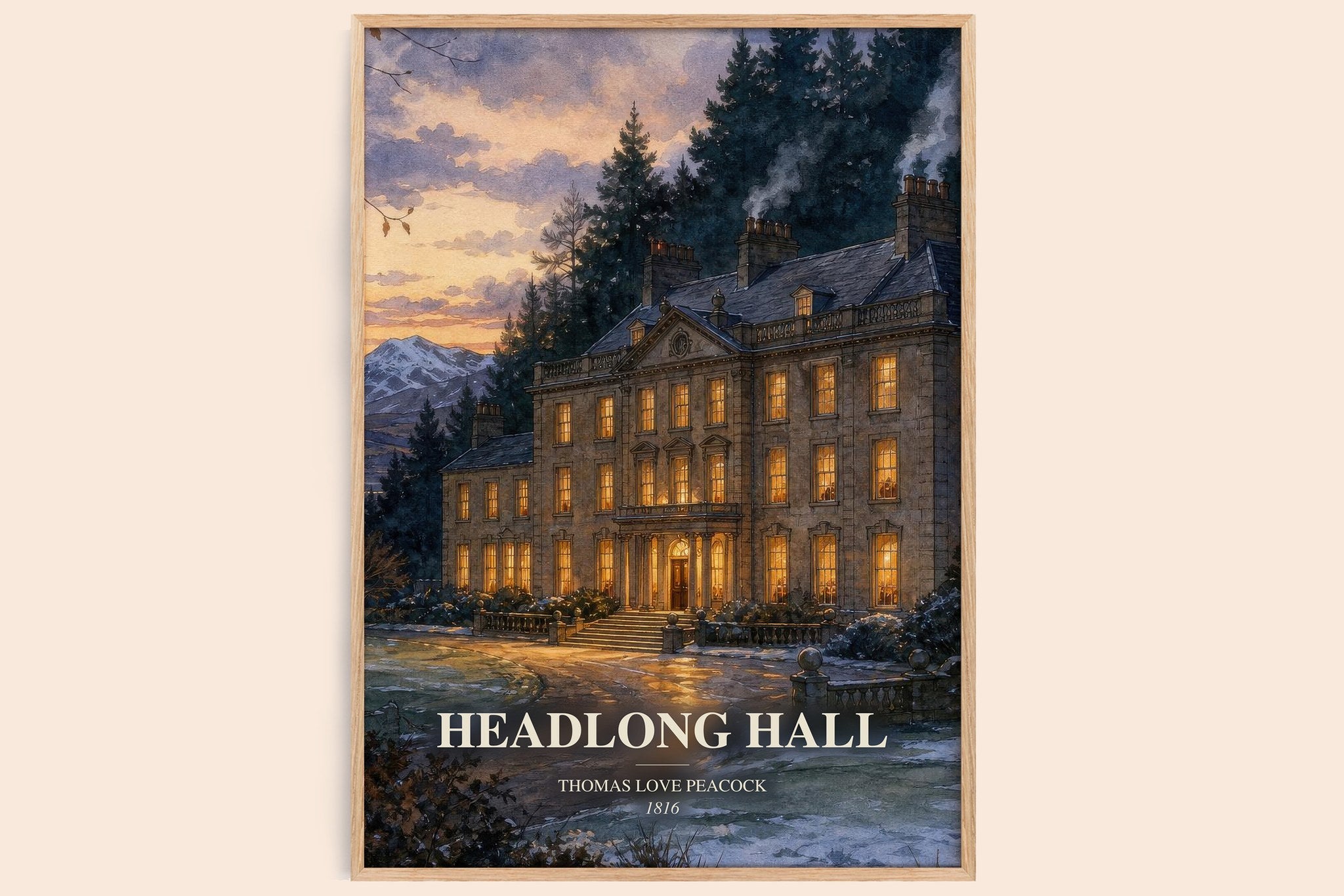 Headlong Hall Book Watercolour Illustration by Thomas Love Peacock