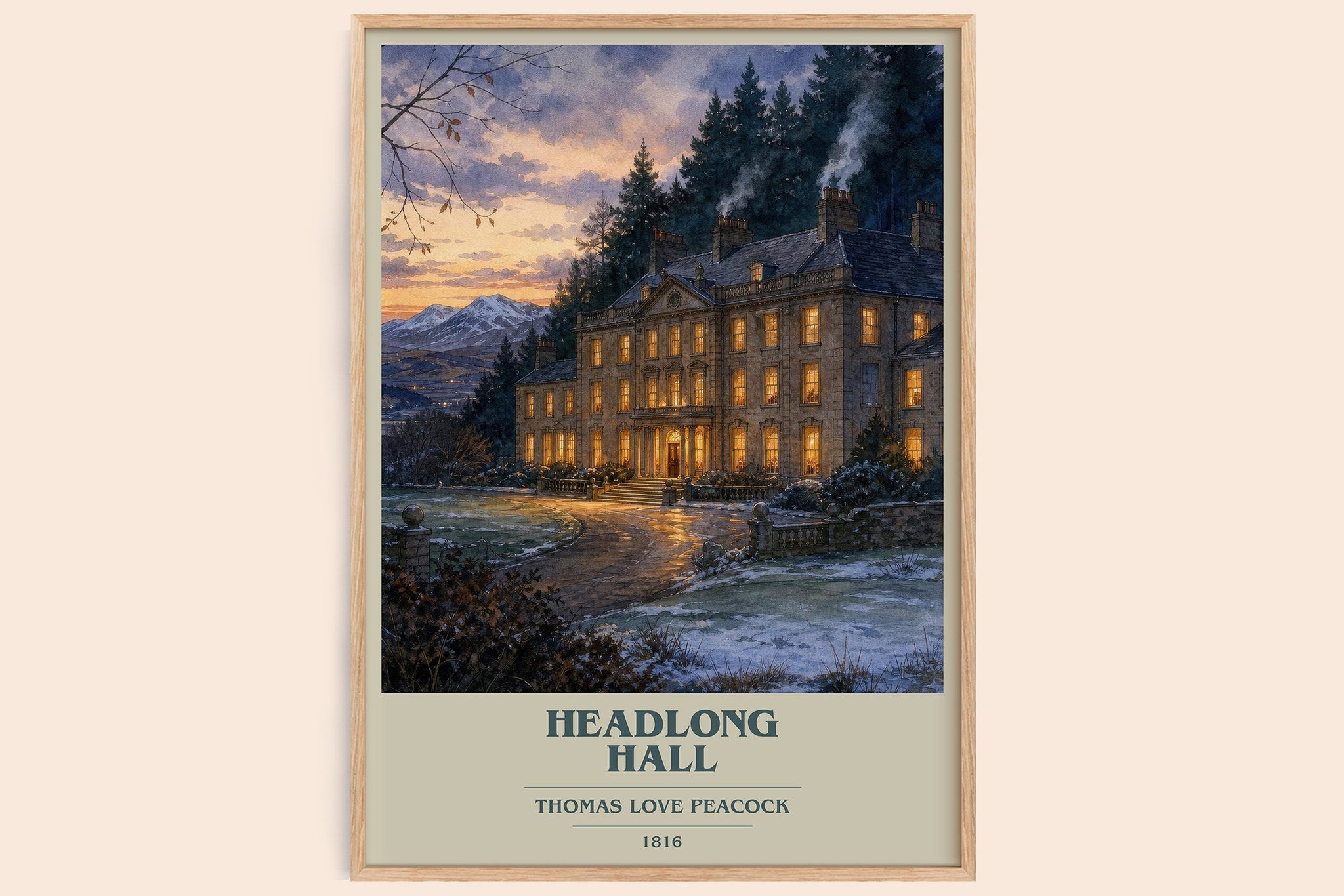 Headlong Hall Book Cover Poster by Thomas Love Peacock