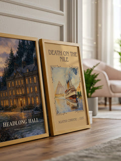 Headlong Hall watercolour print framed by window – literary home decor