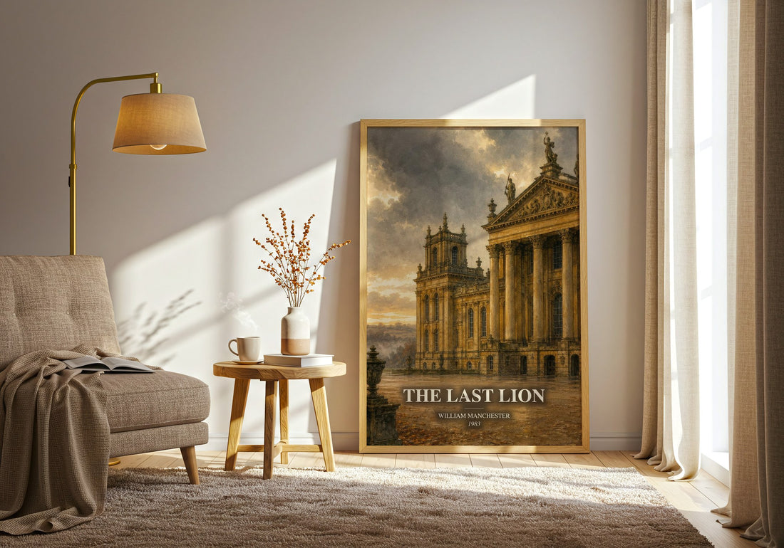 The Last Lion watercolour print in frame leaning in hallway – non fiction wall art