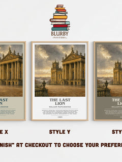 The Last Lion Bookish Wall Art by William Manchester – Style X, Y and Z side by side – choose your finish