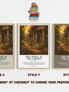 The Jewel In The Crown Bookish Wall Art by Paul Scott – Style X, Y and Z side by side – choose your finish