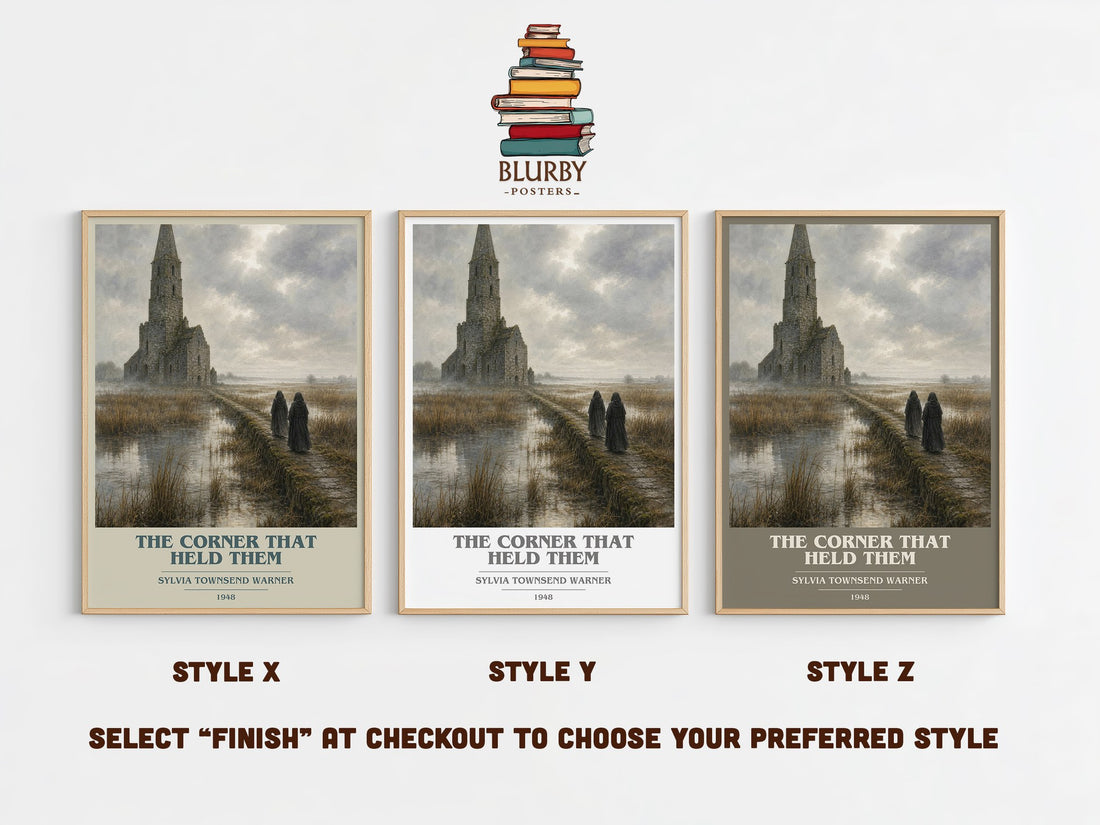 The Corner That Held Them book cover print in frame leaning in hallway – historical fiction wall art (mockup)