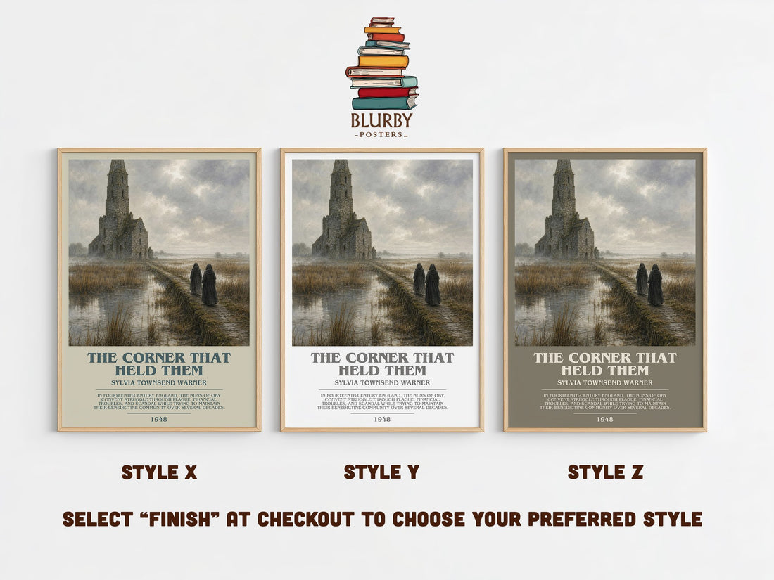 The Corner That Held Them Bookish Wall Art by Sylvia Townsend Warner – Style X, Y and Z side by side – choose your finish