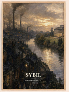 Sybil watercolour book poster by Benjamin Disraeli – framed literary art print