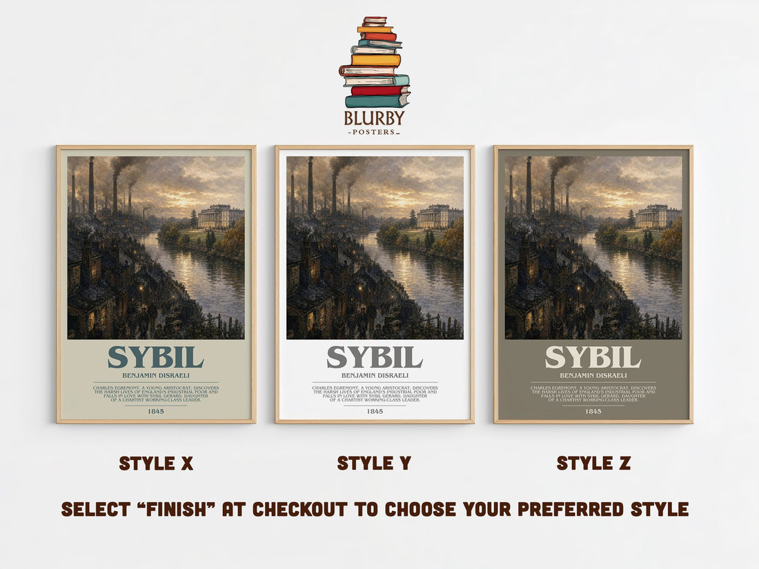Sybil Bookish Wall Art by Benjamin Disraeli – Style X, Y and Z side by side – choose your finish