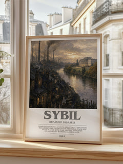 Sybil Bookish Wall Art by Benjamin Disraeli – framed print by a bright window