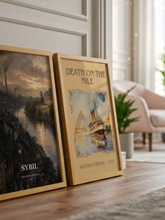 Sybil watercolour print framed by window – literary home decor